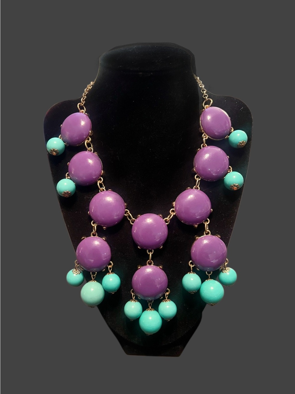 Vintage Purple/Aqua Bubble Bib Necklace